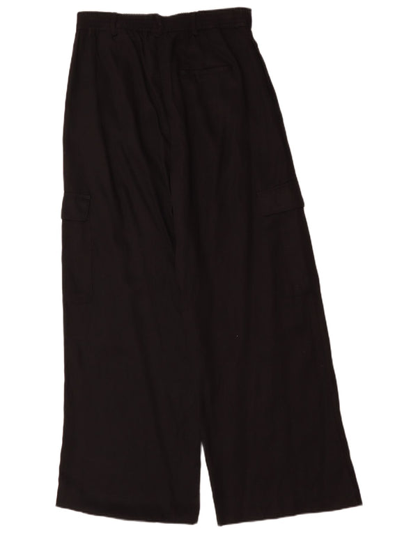 Calça cargo feminina Zara com cintura alta e perna larga, grande W32 L30 preta Lyocell