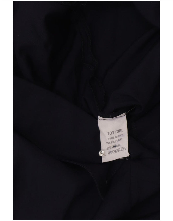 Macacão feminino vintage de manga curta UK 12 poliéster azul marinho médio