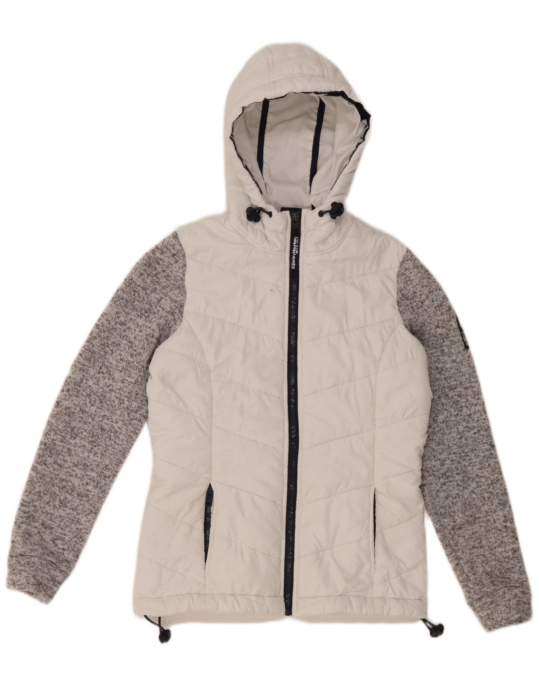 Jaqueta acolchoada com capuz feminina Superdry UK 8 Small White Colourblock