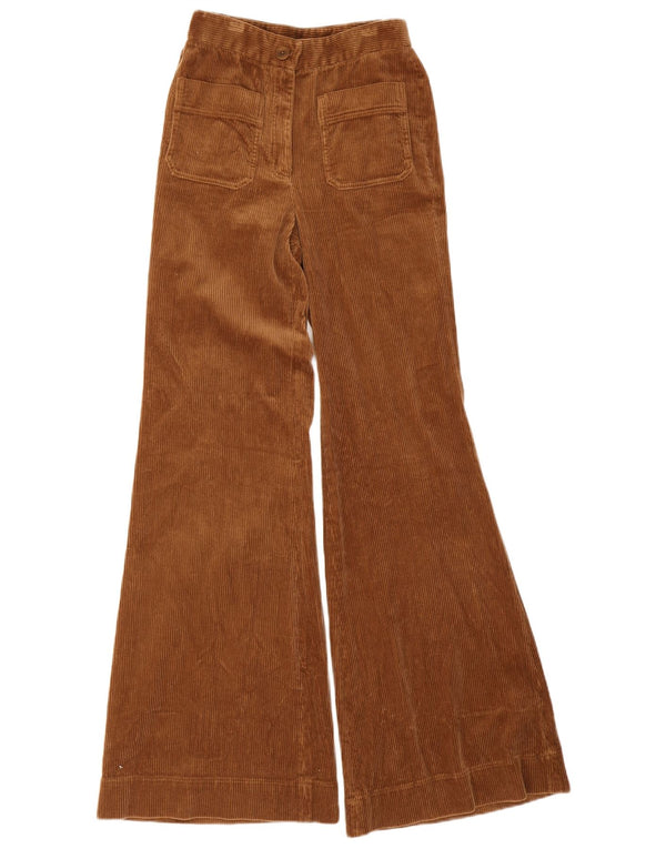Calça feminina de veludo flare Massimo Dutti EU 34 2XS W24 L33 algodão marrom