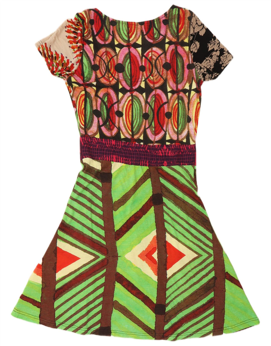 Vestido feminino Desigual com estampa A-Line Reino Unido 14 grande multicolorido geométrico