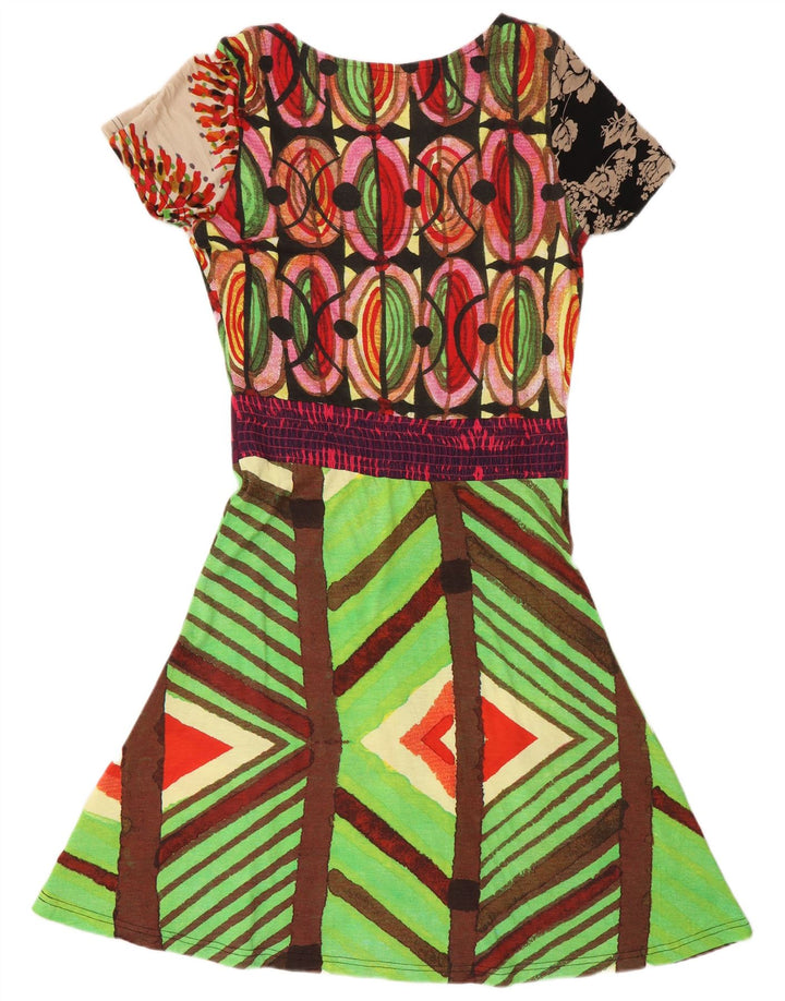 Vestido feminino Desigual com estampa A-Line Reino Unido 14 grande multicolorido geométrico