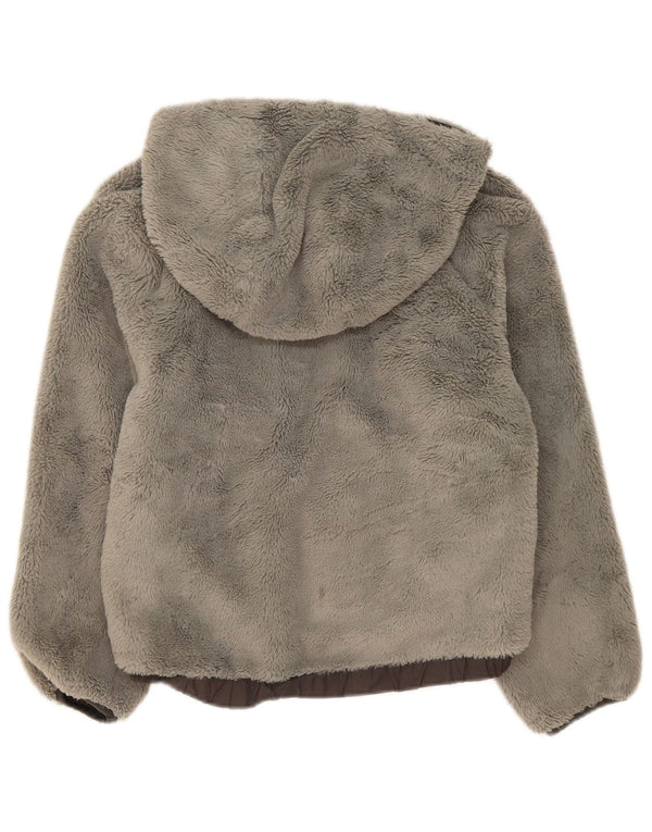 Jaqueta de lã com capuz Zara Girls Teddy Bear 11-12 anos cinza poliamida