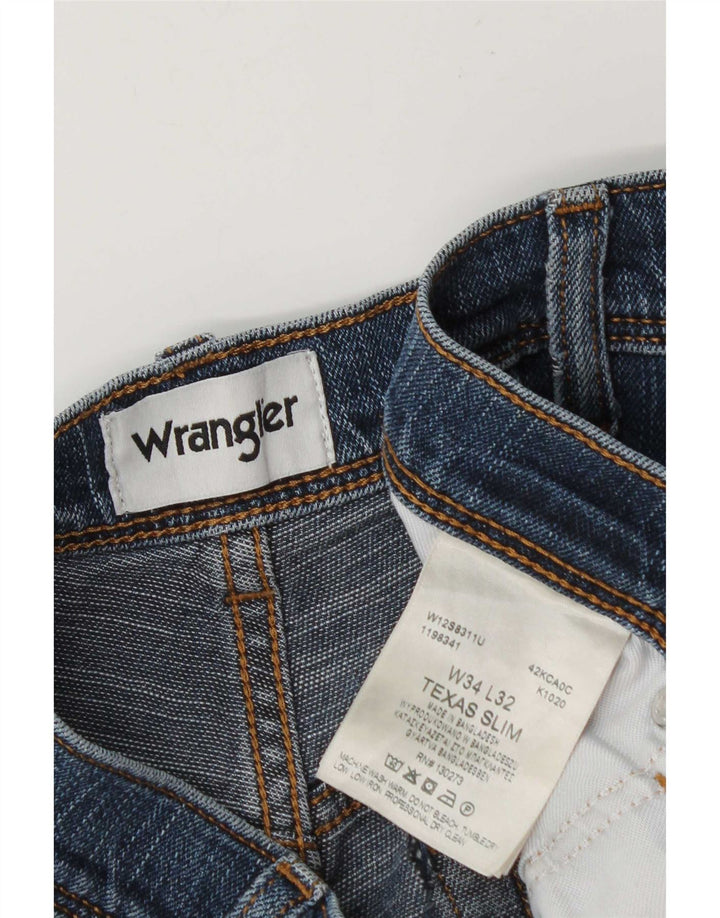 Wrangler Mens Jeans Slim W34 L32 Azul Algodão