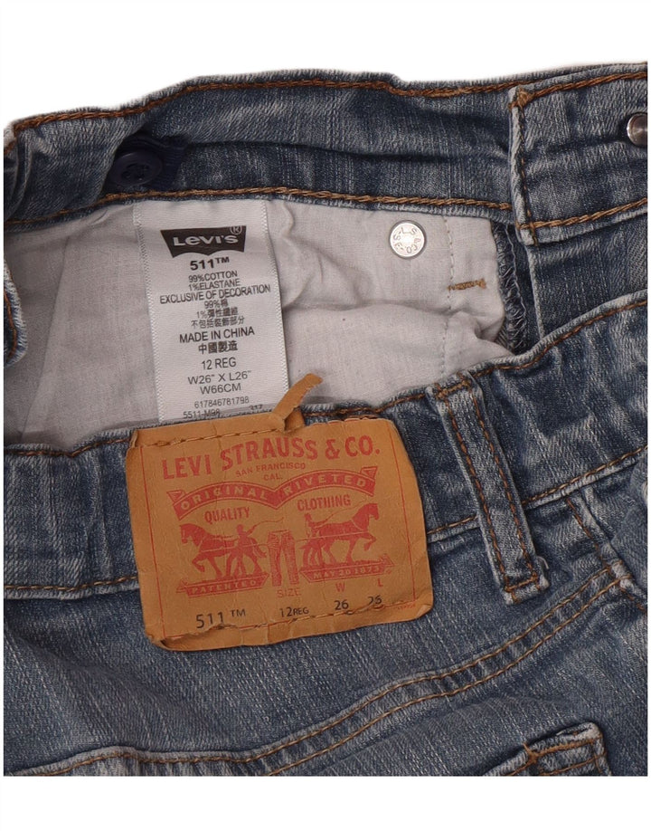 Levi's Boys 511 Slim Jeans 11-12 Anos W26 L26 Azul Algodão Clássico
