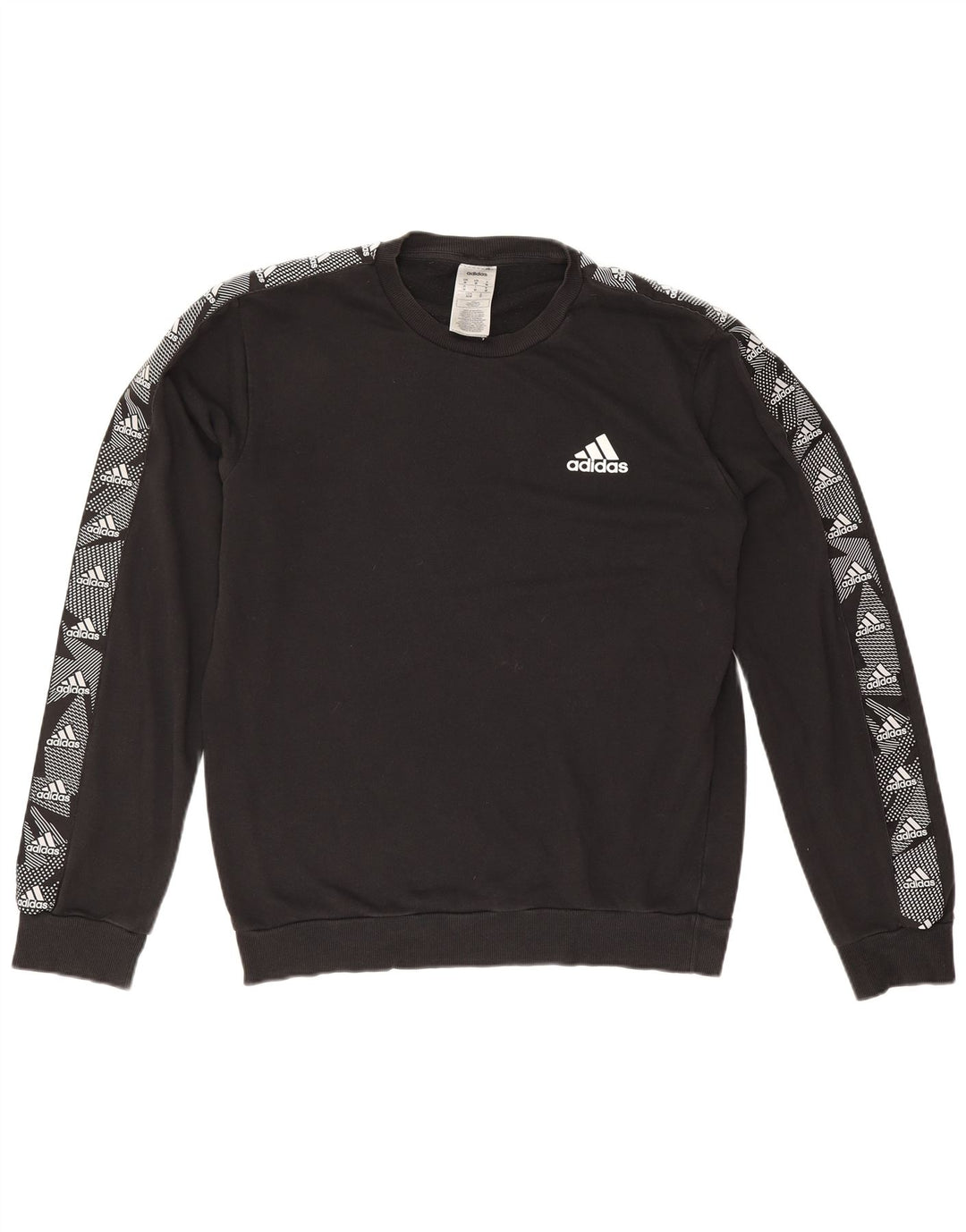Adidas Mens Graphic Moletom Jumper Médio Algodão Preto