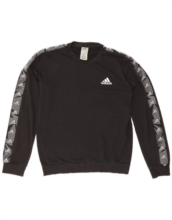Adidas Mens Graphic Moletom Jumper Médio Algodão Preto