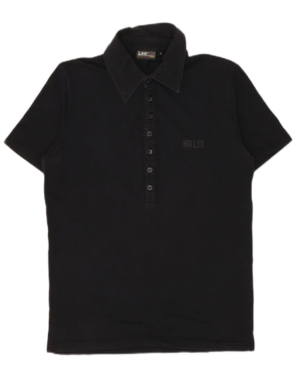 Camisa polo feminina Lee UK 10 algodão preto pequeno