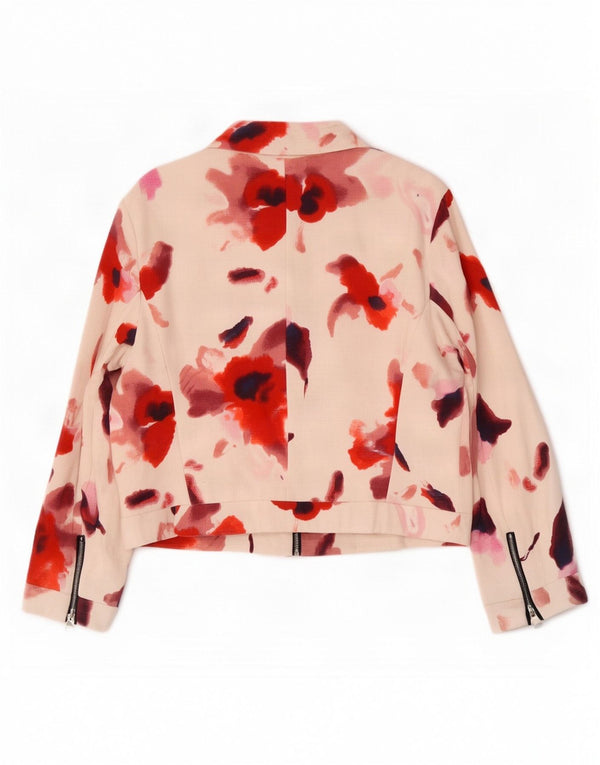 Jaqueta bomber feminina Zara UK 18 XL algodão floral branco