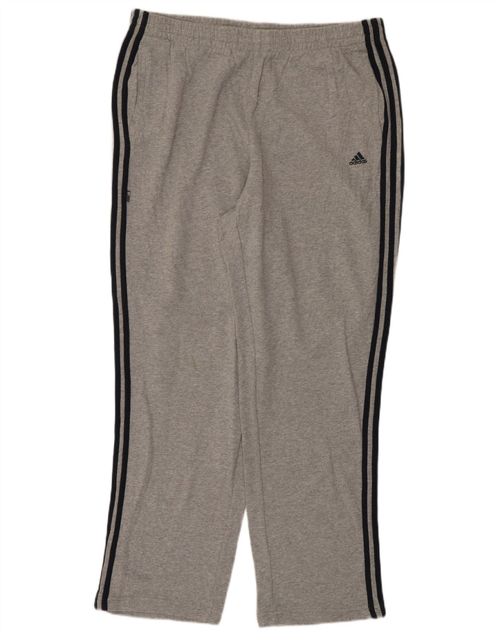 Calça de treino masculina Adidas 2XL algodão manchado cinza