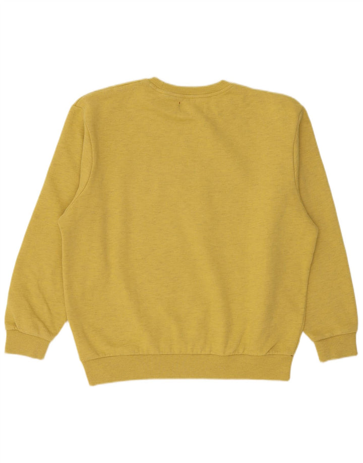 SUPERDRY moletom feminino gráfico jumper UK 12 médio amarelo manchado
