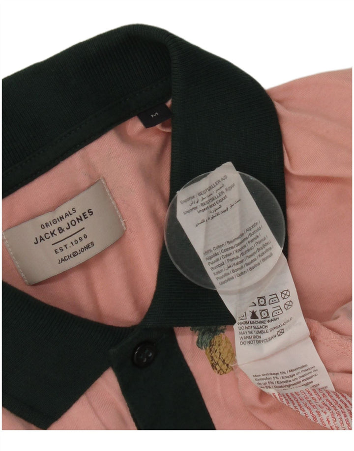 Camisa polo masculina Jack & Jones médio rosa floral algodão