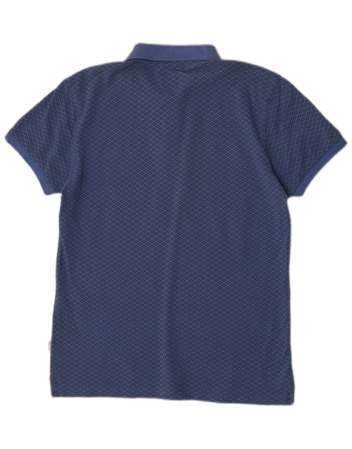 Camisa polo masculina Henry Cottons Slim Fit média azul geométrica