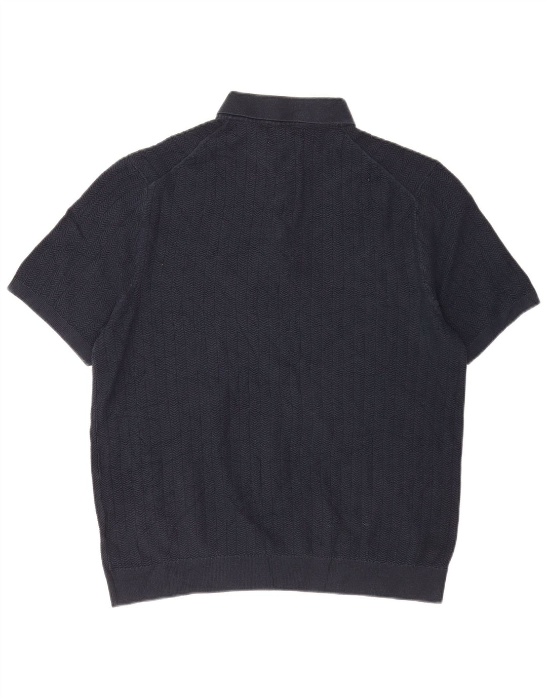 Suéter masculino Marks & Spencer com gola polo grande espinha de peixe azul marinho