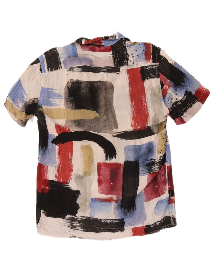 Zara Camisa masculina de manga curta e ajuste relaxado pequena geométrica multicolorida