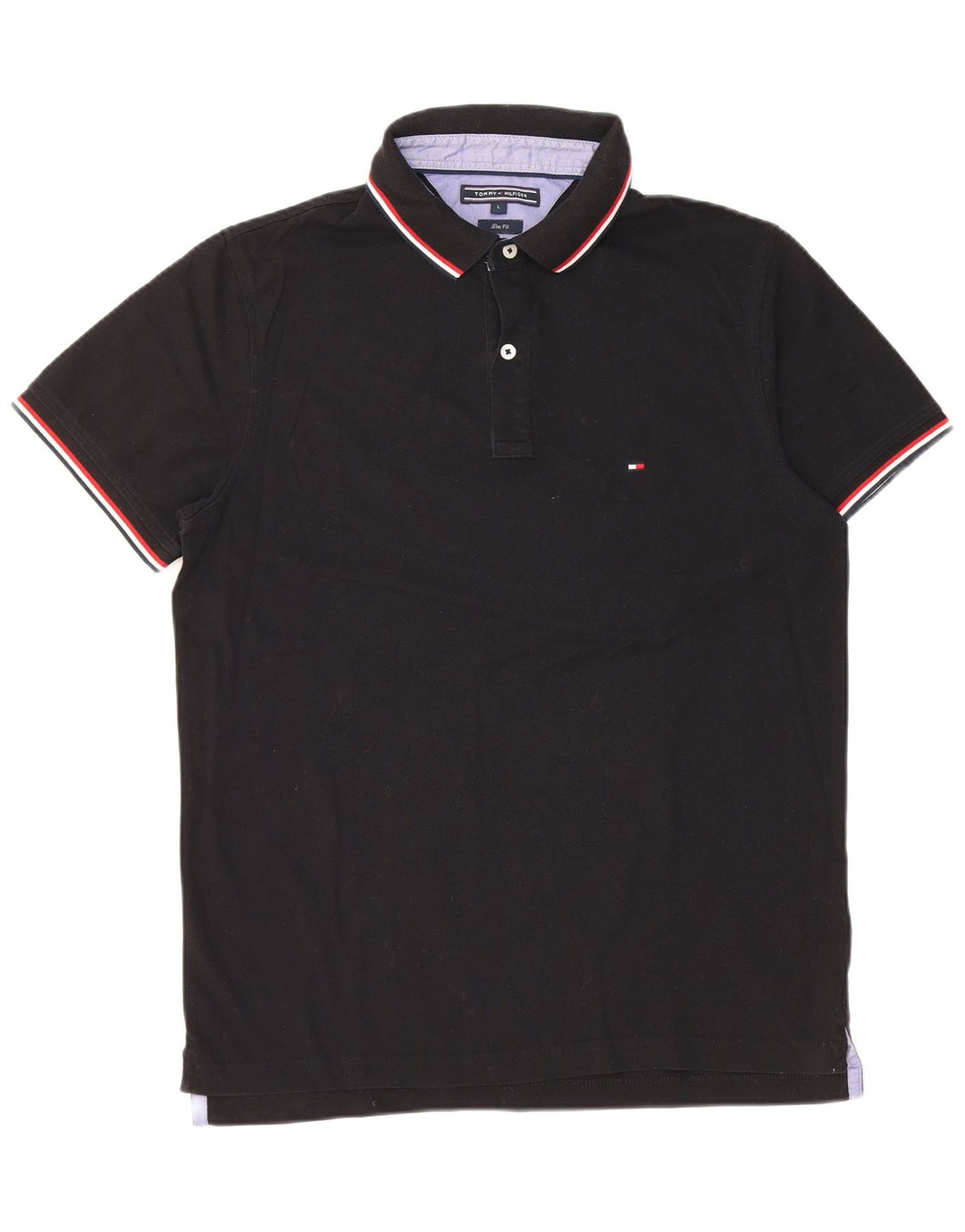 Camisa polo masculina TOMMY HILFIGER slim fit grande algodão preto