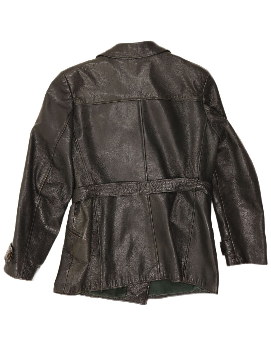 Jaqueta de couro feminina vintage UK 14 média preta