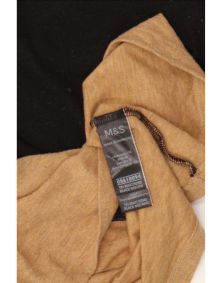 Top feminino Marks & Spencer de manga comprida UK 14 médio preto colorblock