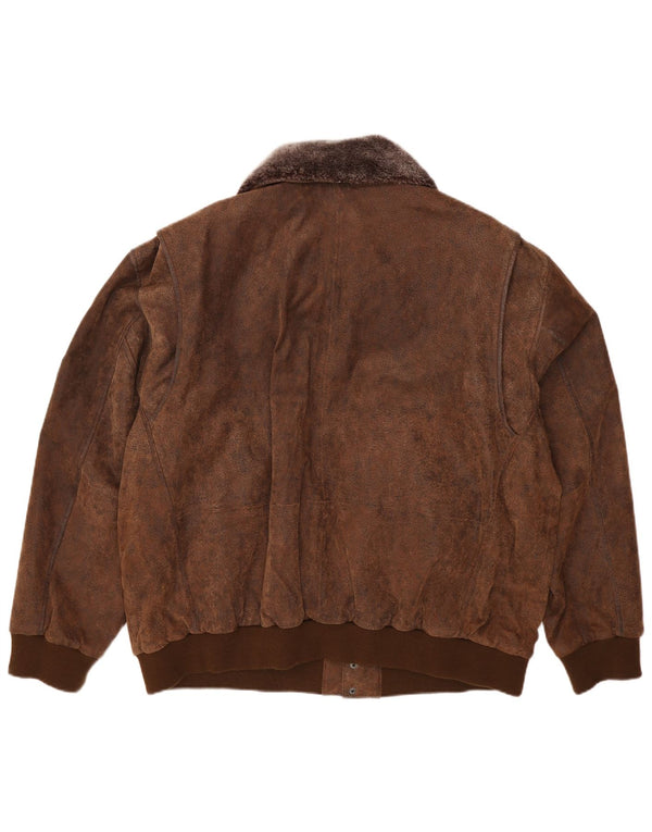 Jaqueta de couro masculina Maddox Reino Unido 52 6XL couro marrom