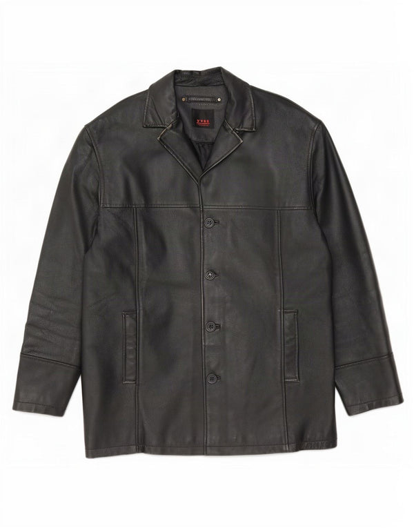 Jaqueta de couro masculina vintage IT 48 média preta