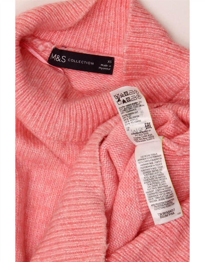 MARKS & SPENCER Suéter feminino oversized com gola tartaruga Reino Unido 6 XS rosa
