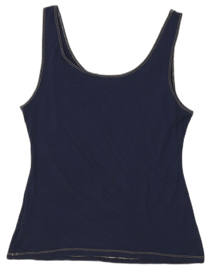 Colete feminino Roccobarocco Crop Graphic Top IT 50 XL azul marinho