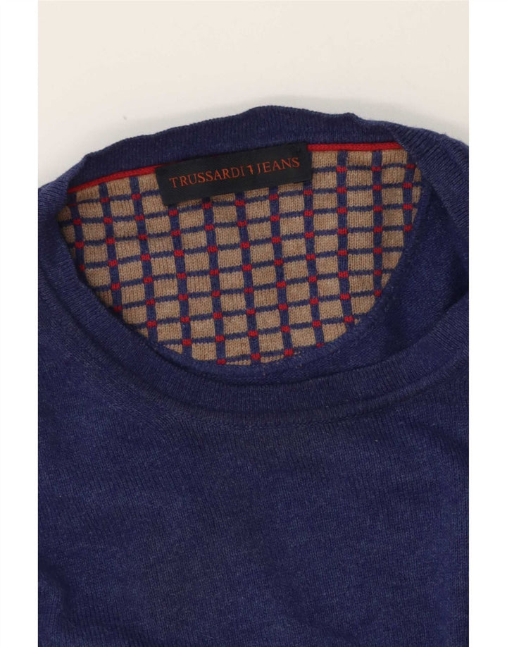 Suéter masculino Trussardi Jeans com gola redonda grande azul