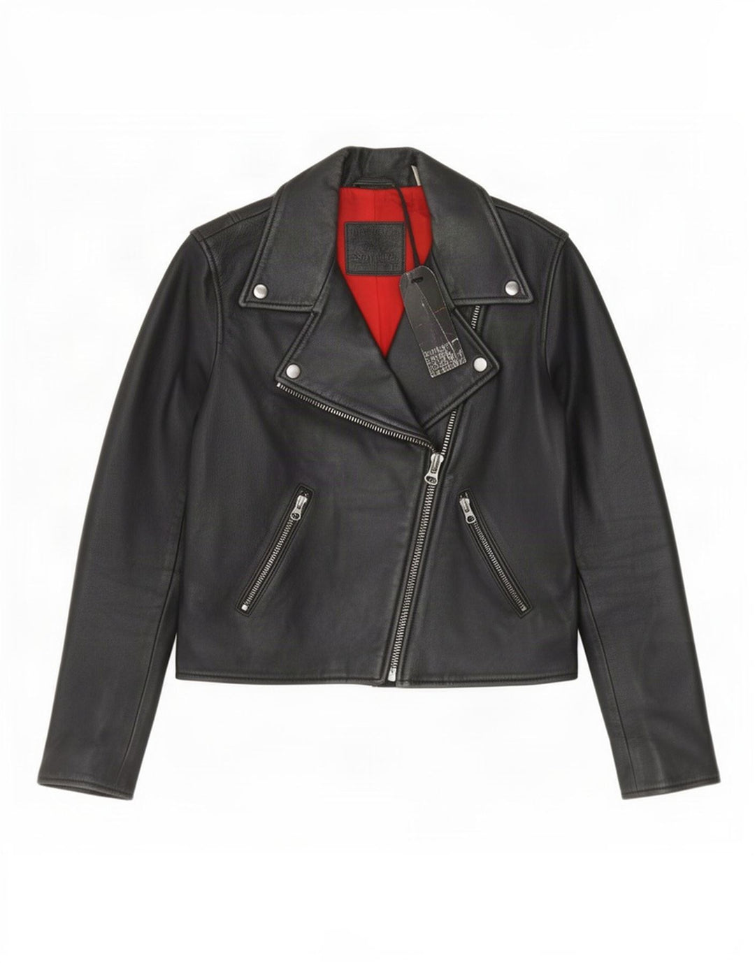 Jaqueta feminina Levi's Crop Leather Biker UK 6 XS preta