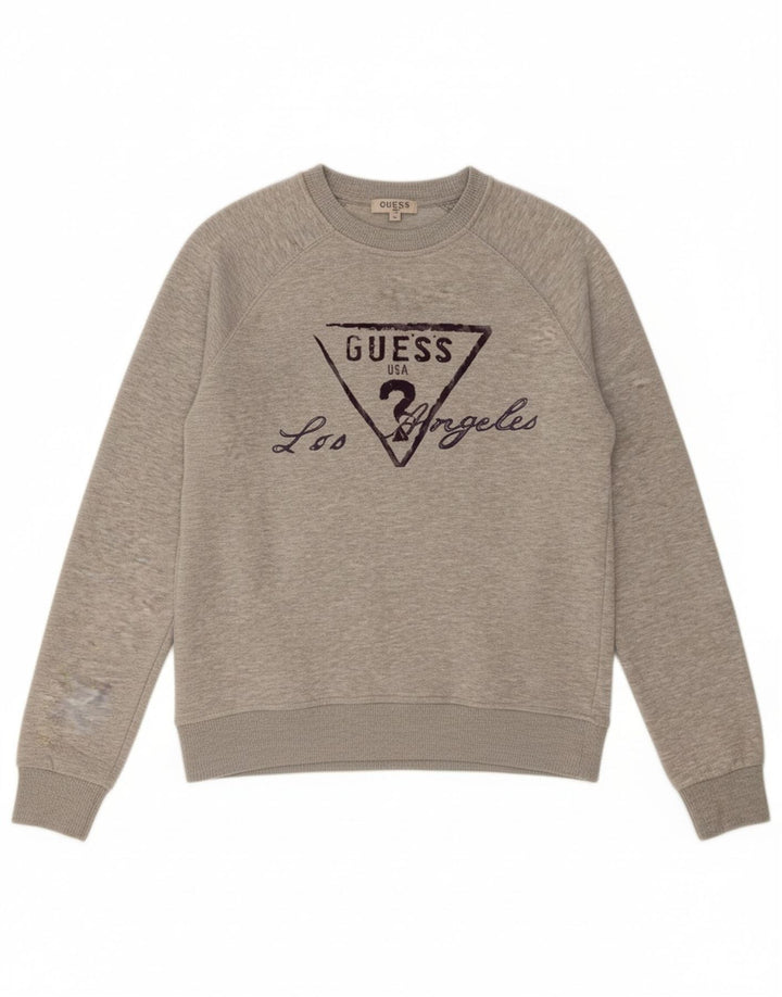 Suéter gráfico feminino GUESS UK 10 pequeno algodão cinza