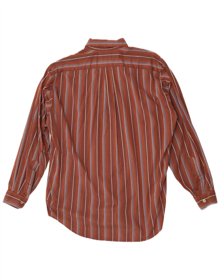 Camisa masculina Marlboro Classics grande algodão listrado marrom