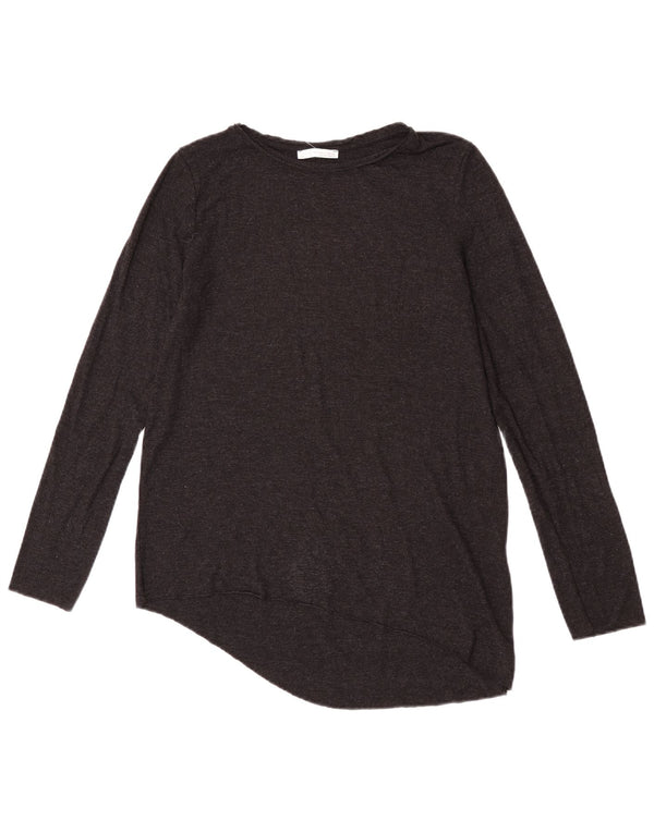 Túnica feminina assimétrica de manga comprida Zara UK 10 viscose cinza pequena