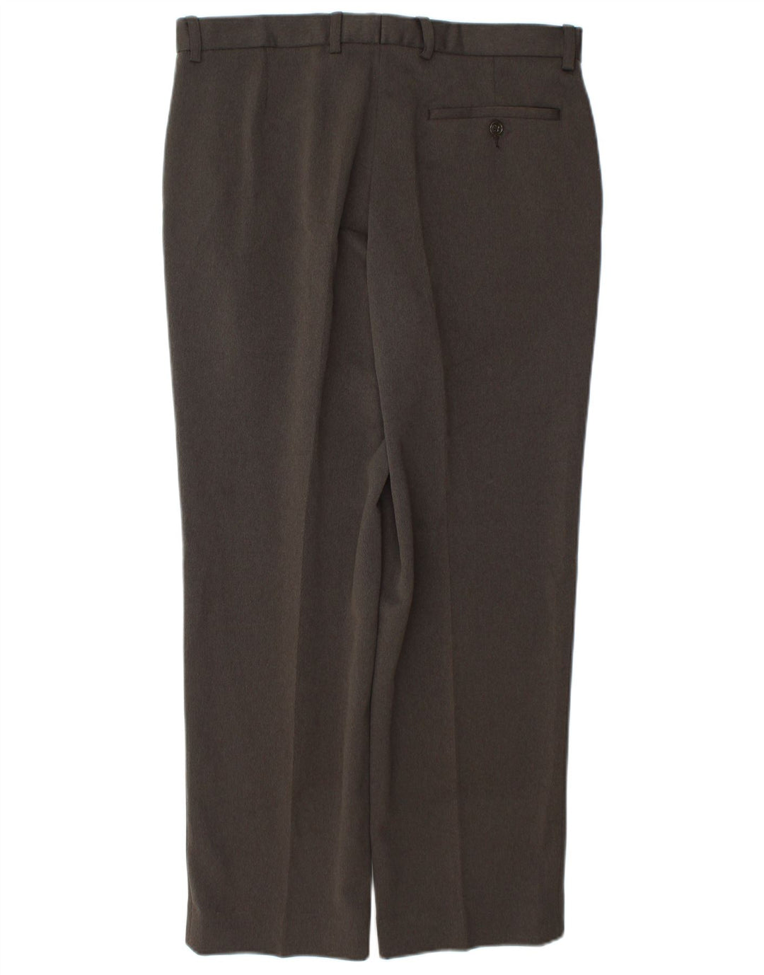 Calça masculina de terno cônico Marks & Spencer W34 L29 poliéster marrom