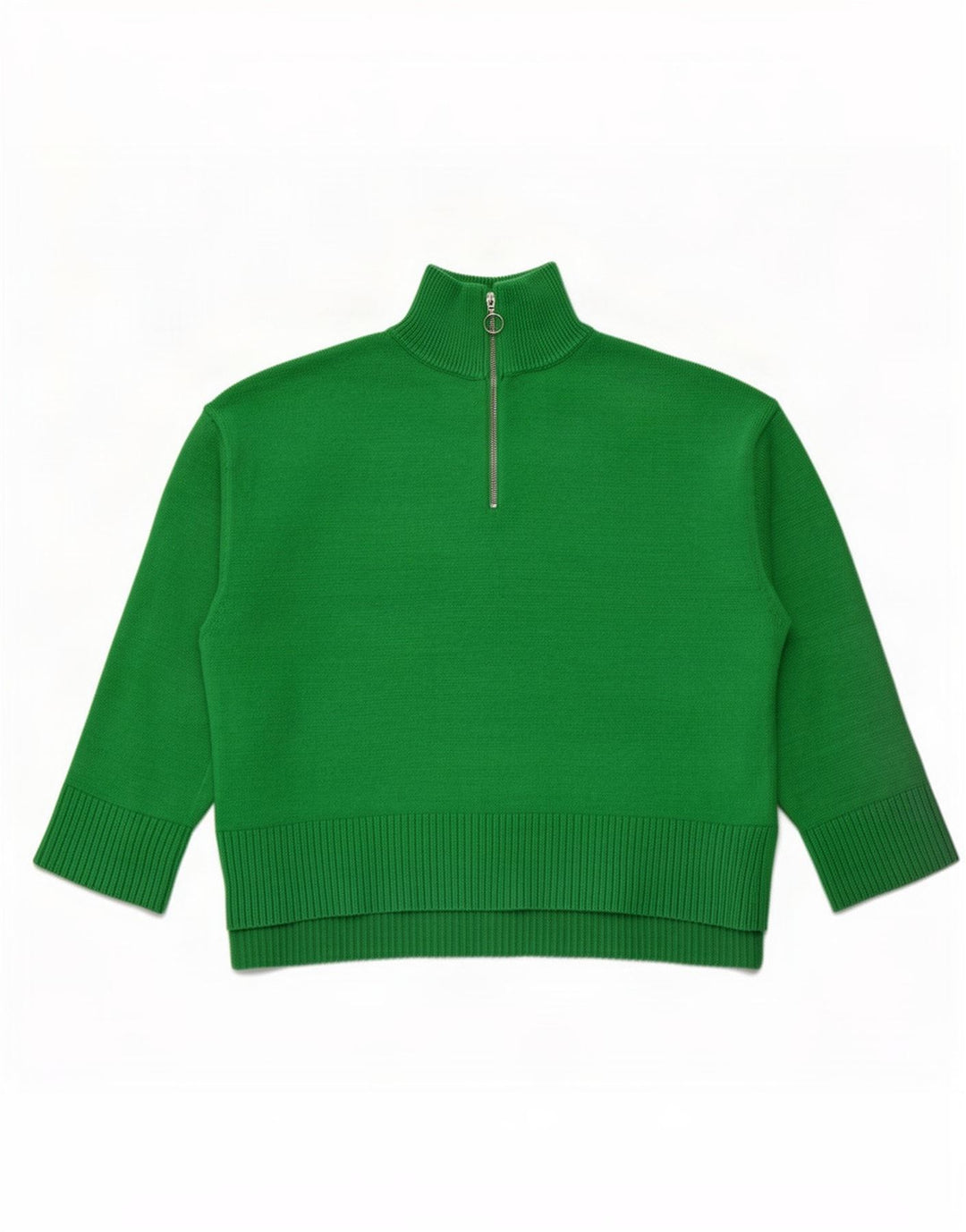 Zara Suéter feminino com gola e zíper Reino Unido 16 grande verde
