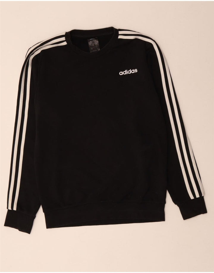 ADIDAS Mens Moletom Jumper Pequeno Algodão Preto