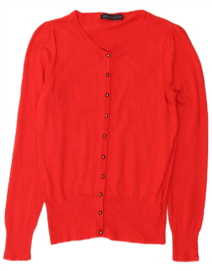 Suéter cardigã feminino Marks & Spencer Reino Unido 8 viscose vermelha pequena