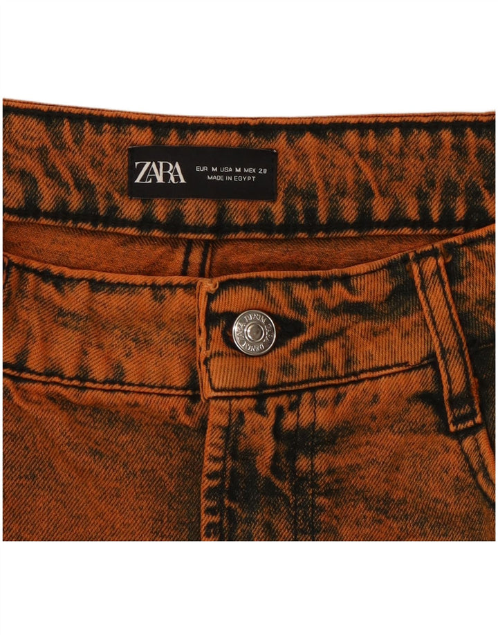 Mini saia jeans feminina Zara médio W28 laranja