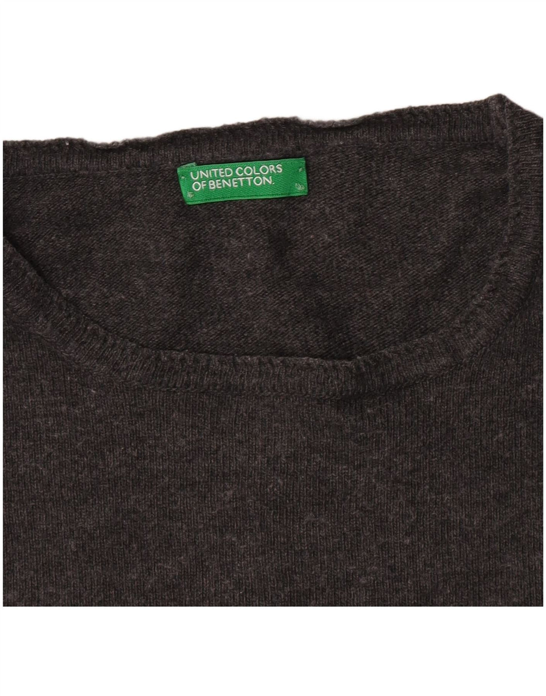 Suéter feminino Benetton com gola canoa UK 12 cinza médio