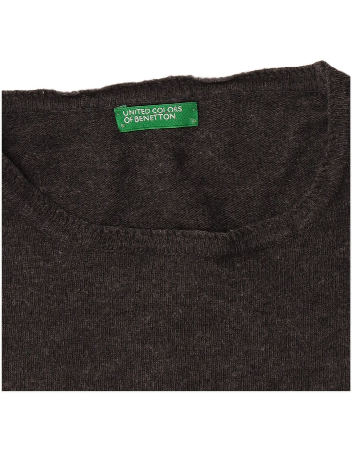 Suéter feminino Benetton com gola canoa UK 12 cinza médio