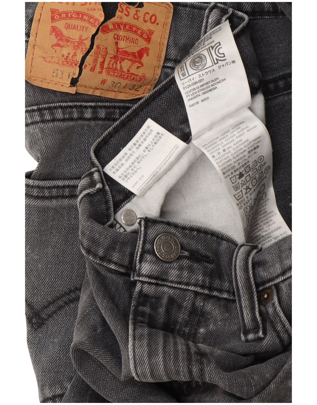 Calça jeans feminina Levi's 511 Slim W30 L28 cinza algodão