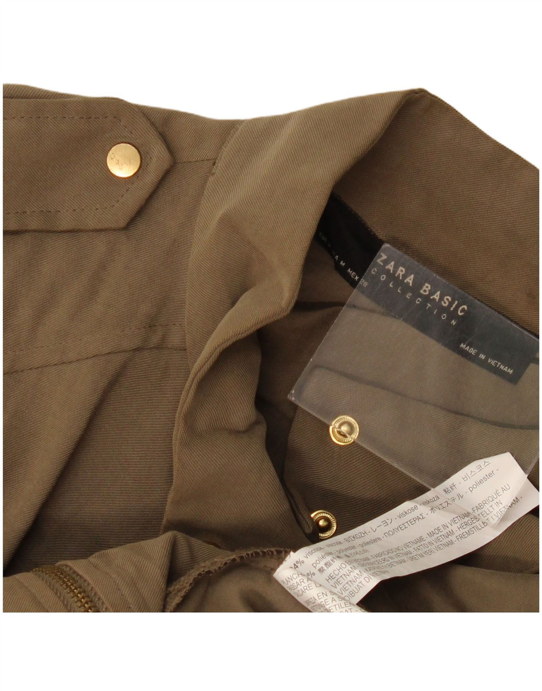 Jaqueta militar feminina Zara UK 14 viscose cáqui média