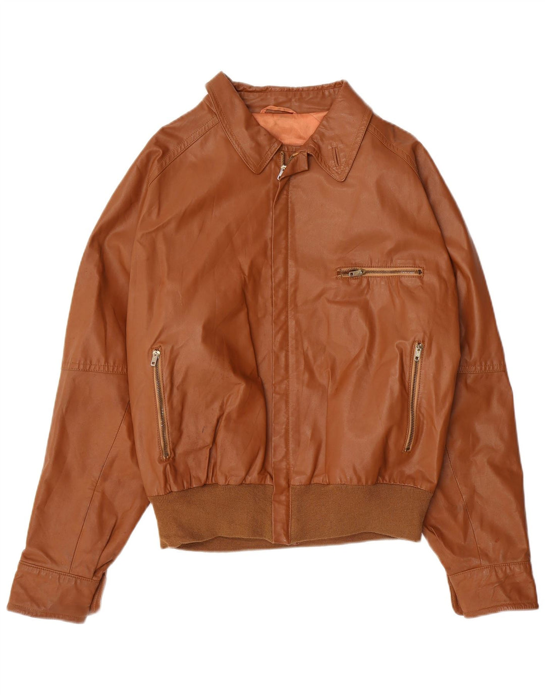 Jaqueta de couro masculina VINTAGE IT 50 grande marrom