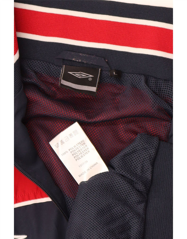 Jaqueta masculina de agasalho gráfico Umbro grande bloco colorido azul marinho