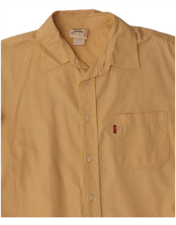 Camisa masculina de manga curta LEVI'S de algodão xadrez amarelo médio
