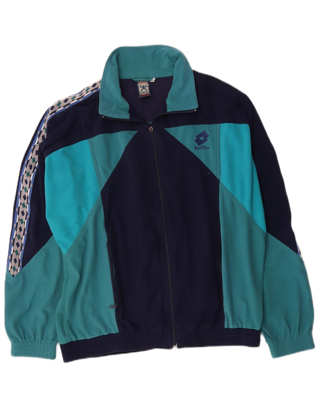 Lotto masculino gráfico agasalho jaqueta grande bloco colorido azul marinho