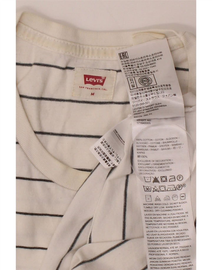 LEVI'S Mens T-Shirt Top Medium White Striped Cotton Vintage Levi's and Second-Hand Levi's from Messina Hembry 