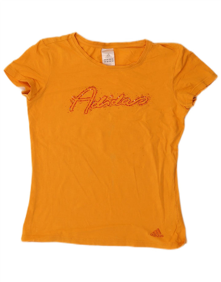 Adidas Camiseta Feminina Graphic Top UK 12 Médio Algodão Amarelo