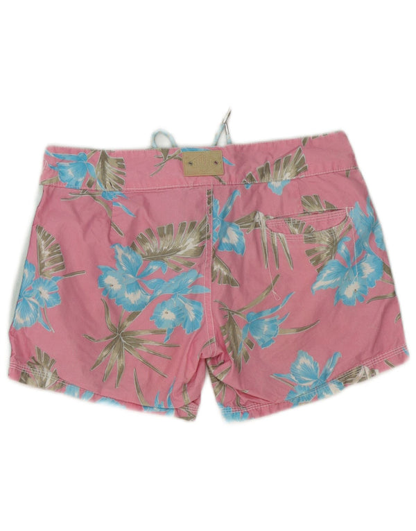 Shorts de natação feminino Superdry UK 6 XS rosa floral algodão
