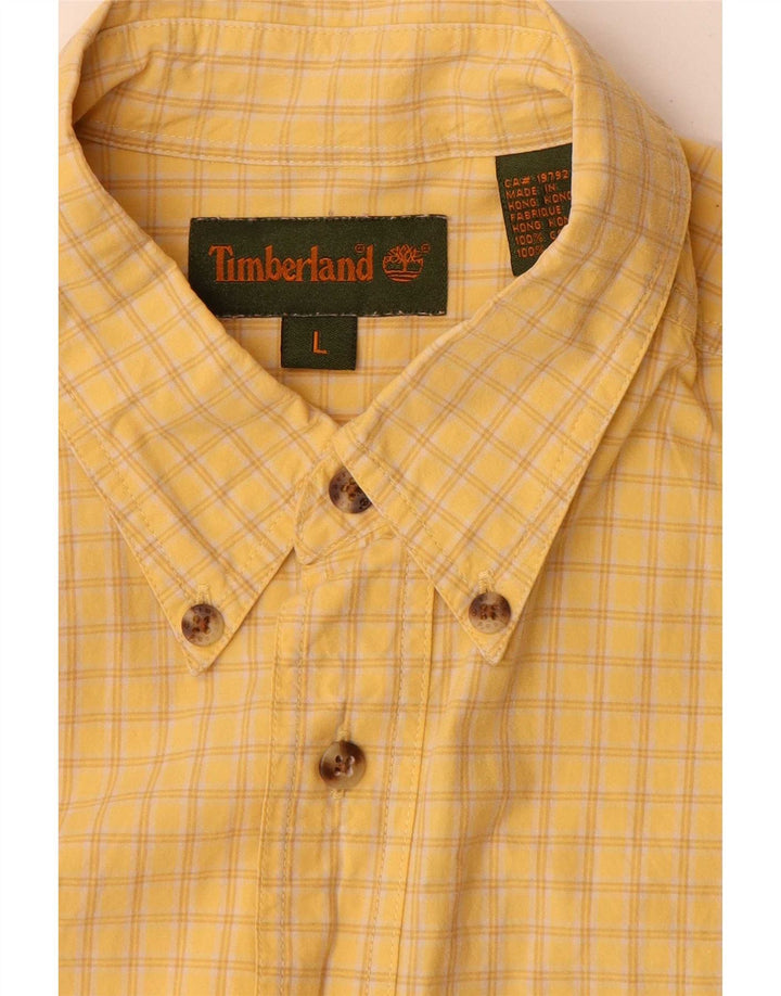 Camisa masculina Timberland grande algodão xadrez amarelo