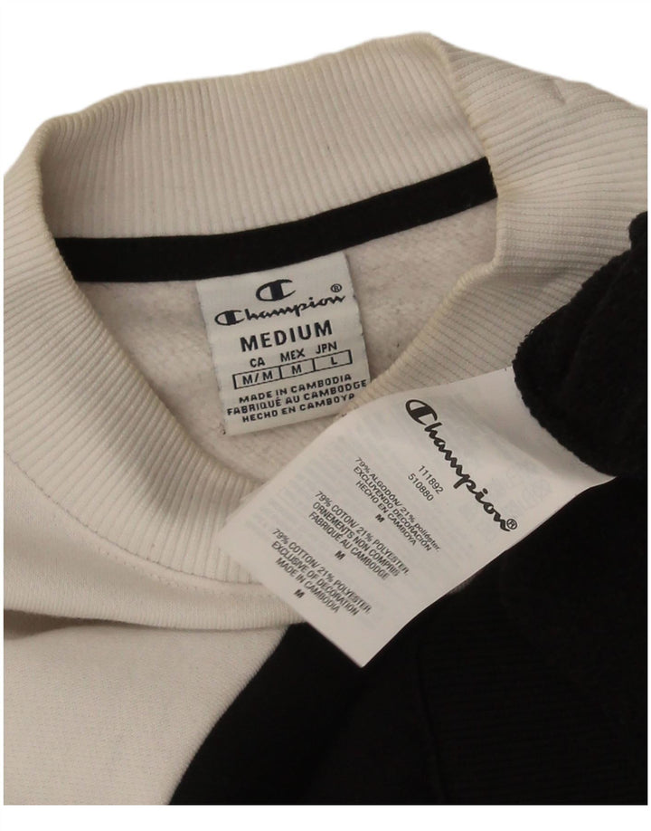 Champion feminino gráfico moletom jumper UK 14 médio preto colorblock