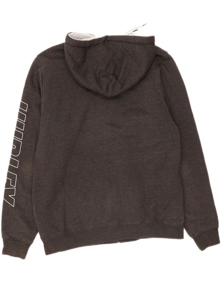 HURLEY Mens Graphic Sherpa Zip Hoodie Sweater Small Grey Cotton Vintage Hurley and Second-Hand Hurley from Messina Hembry 